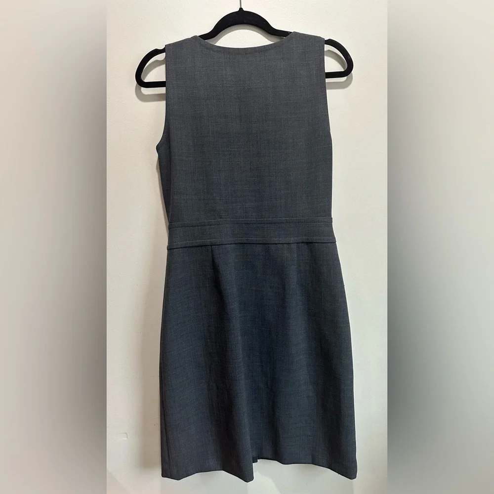 Tory Burch Gray Sleeveless Dress with Gold Buttons